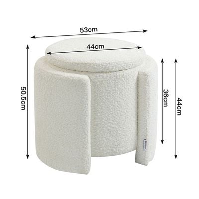 Bergman Fabric Storage Ottoman - White - With 2-Year Warranty